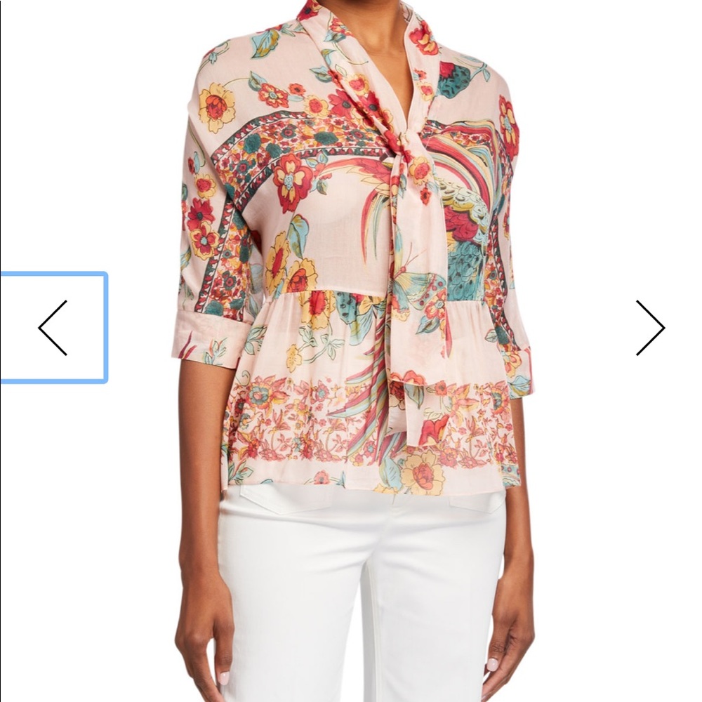 REDValentino Birds of Paradise Tie-Front Blouse